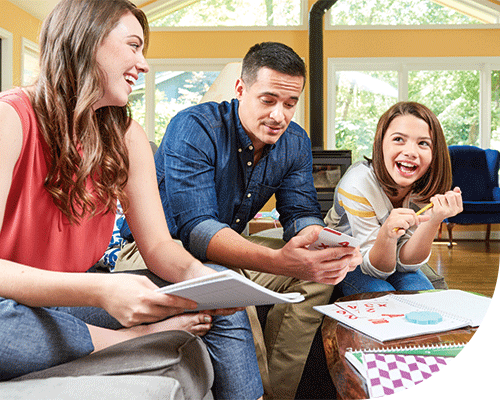 young family playing a game