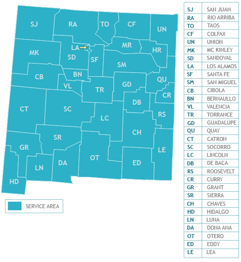 Service area map of New Mexico